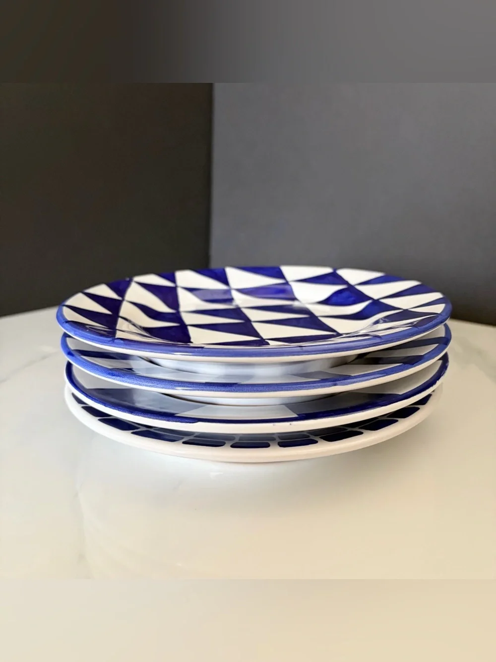 SET of 4 Blue & White Salad Plates by Vietri